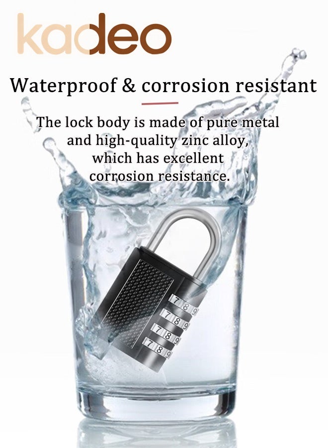 kadeo 4-Digit Combination Lock, Outdoor Waterproof, Password Padlock, Luggage Lock, Padlock for School, Gym, Sports, Fence, Toolbox, Gate, Case, Outdoor, Hasp Storage - Image 5